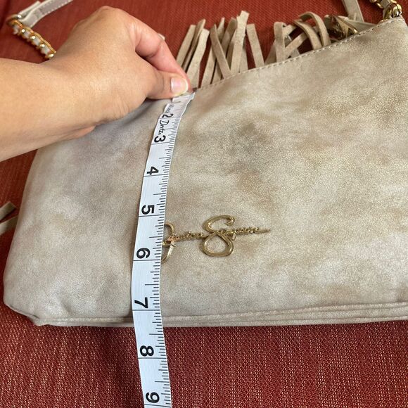Jessica Simpson Tyra-Fringe Leather Purse Shoulder Crossbody Handbag - Picture 6 of 10